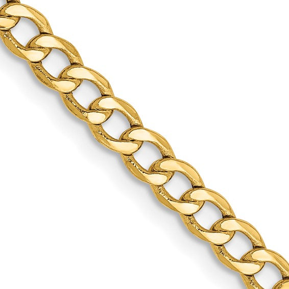 10-Karat 3.35mm Semi-Solid Curb Link Chain -24"