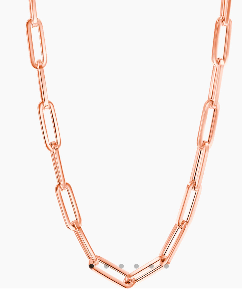 16”5.5mm Rose Gold 14k Paperclip Necklace