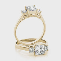 Custom 3 Stone Princess shape Diamond Engagement ring 2.20 carats total