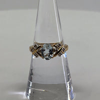 Thumbnail for LATTICE STYLE DIAMOND AND AQUAMARINE RING