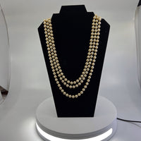 Thumbnail for TRIPLE STRAND CREAM FRESHWATER PEARL NECKLACE OPERA LENGTH 30 IN