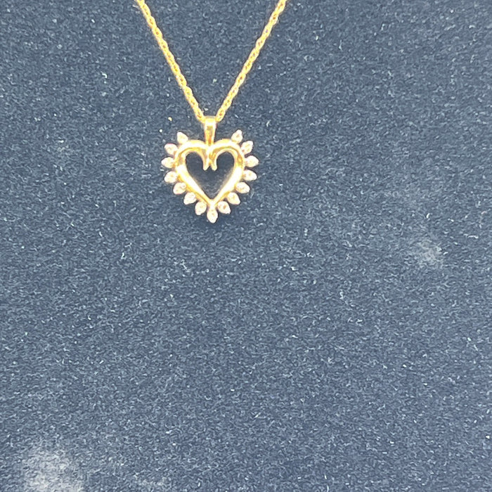 Diamond Heart Necklace with yellow gold necklace