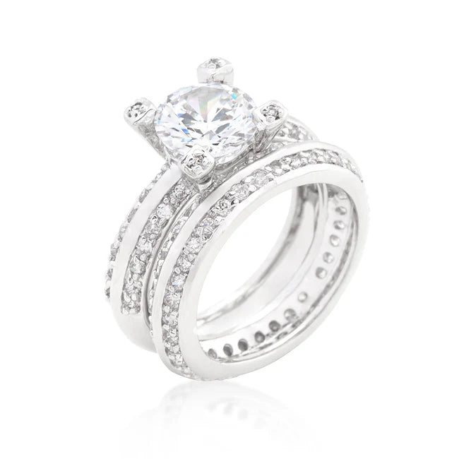 The Marina 3 Piece Round Center CZ Wedding Set