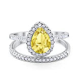 The Sistine Chapel Pear Shape CZ Wedding Ring Set