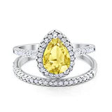 Thumbnail for 🎁 The Sistine Chapel Pear Shape CZ Wedding Ring Set (100% off)