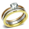 The Vatican 3 Piece Tri Color Solitaire CZ Wedding Set