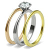 Thumbnail for The Vatican 3 Piece Tri Color Solitaire CZ Wedding Set
