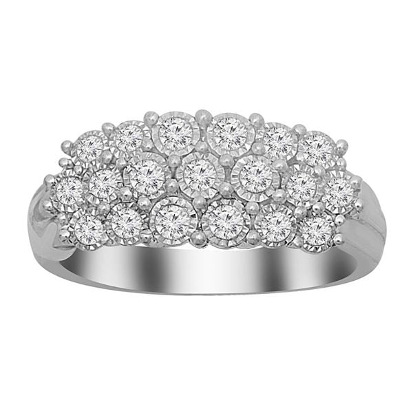 LADIES RING 1/2 CT ROUND DIAMOND 10K WHITE GOLD 