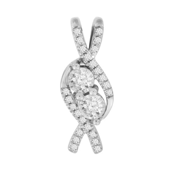 LADIES PENDANT 1/8 CT ROUND DIAMOND 10K WHITE GOLD 
