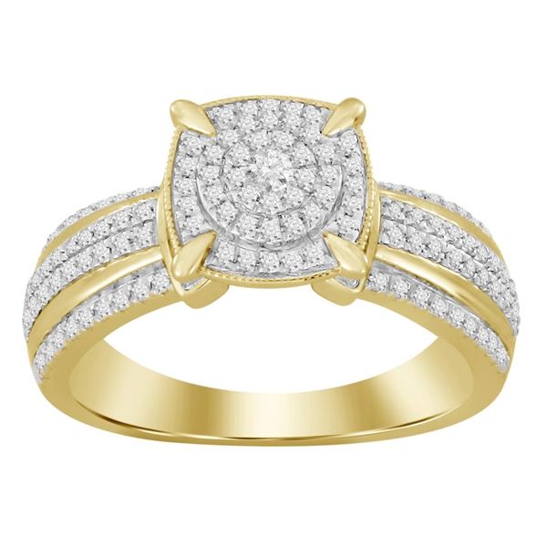 LADIES RING 1/2 CT ROUND DIAMOND 10K YELLOW GOLD 
