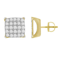 Thumbnail for MEN'S EARRINGS 1 1/2 CT ROUND DIAMOND 10K YELLOW GOLD 