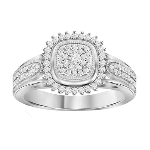 LADIES RING 1/3 CT ROUND DIAMOND 10K WHITE GOLD 