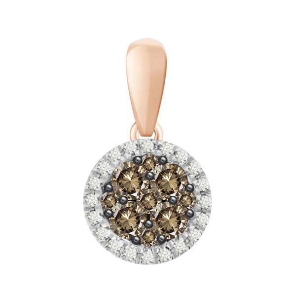 LADIES PENDANT 1/4 CT WHITE/CHOCOLATE ROUND DIAMOND 14K ROSE GOLD