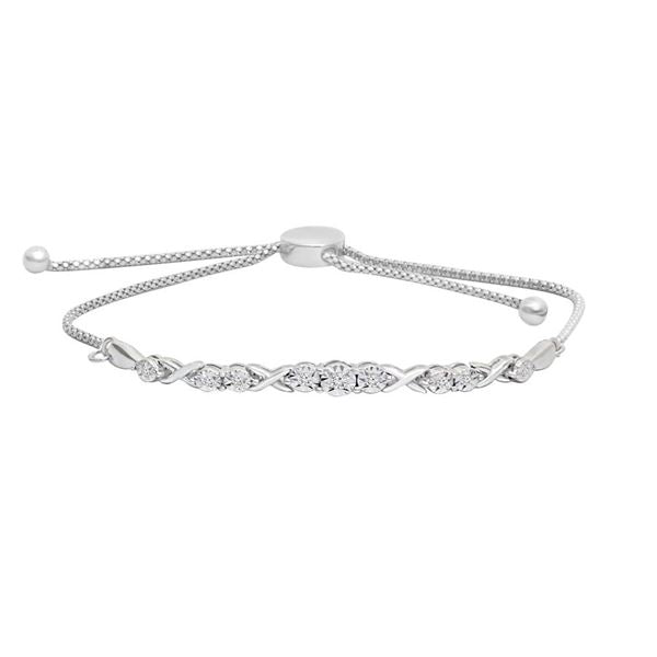 LADIES BRACELET 1/10 CT ROUND DIAMOND SILVER