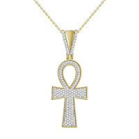 Thumbnail for MEN'S CROSS 1/3 CT ROUND DIAMOND 10K YELLOW GOLD