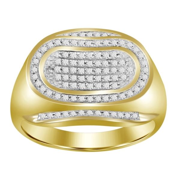 MEN'S RING 1/4 CT ROUND DIAMOND 10K YELLOW GOLD