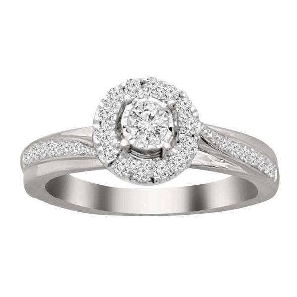 LADIES RING 1/5 CT ROUND DIAMOND 10K WHITE GOLD