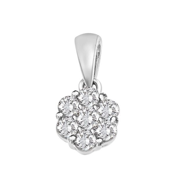 LADIES PENDANT 1/2 CT ROUND DIAMOND 14K WHITE GOLD