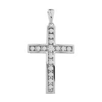 Thumbnail for MEN'S CROSS 1/4 CT ROUND DIAMOND 10K WHITE GOLD