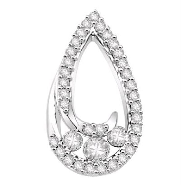 LADIES PENDANT 1/3 CT ROUND DIAMOND 10K WHITE GOLD