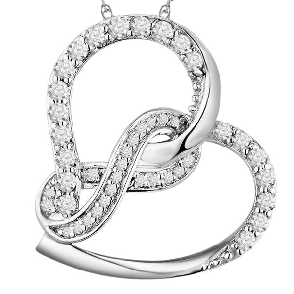 LADIES PENDANT 1/6 CT ROUND DIAMOND 10K WHITE GOLD
