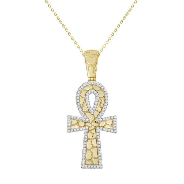 MEN'S CROSS 1/4 CT ROUND DIAMOND 10K YELLOW GOLD