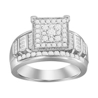Thumbnail for LADIES RING 1/2 CT ROUND/BAGUETTE DIAMOND 10K WHITE GOLD 