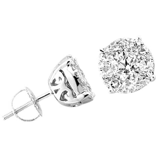 LADIES EARRINGS 1/2 CT ROUND DIAMOND 14K WHITE GOLD