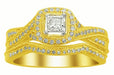 LADIES BRIDAL RING SET 1/4 CT ROUND DIAMOND 10K YELLOW GOLD