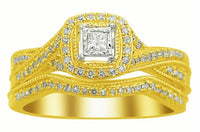 Thumbnail for LADIES BRIDAL RING SET 1/4 CT ROUND DIAMOND 10K YELLOW GOLD