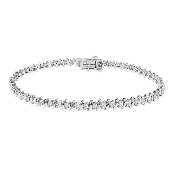 LADIES BRACELET 2 CT ROUND DIAMOND 14K WHITE GOLD