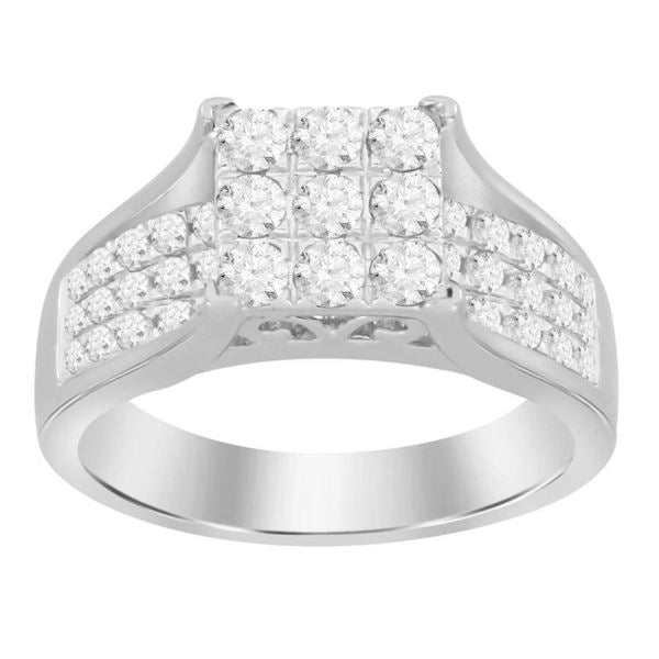 LADIES RING 1 CT ROUND DIAMOND 10K WHITE GOLD