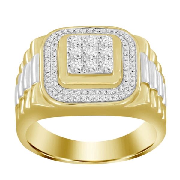 MEN'S RING 1/2 CT ROUND DIAMOND 10K TT YELLOW/WHITE GOLD 