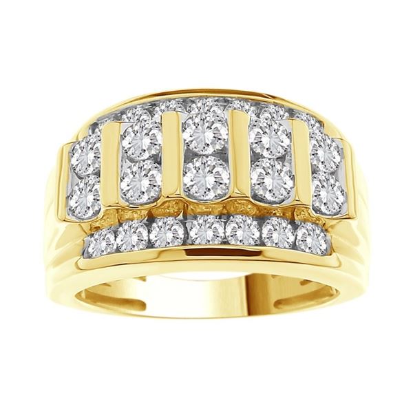 MEN'S RING 2 CT ROUND DIAMOND 10K YELLOW GOLD