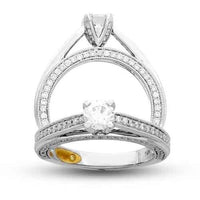Thumbnail for LADIES BRIDAL RING SET 1 CT CNTR-1/2 ROUND DIAMOND 14K WHITE GOLD
