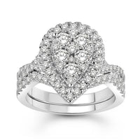 Thumbnail for LADIES BRIDAL RING SET 1 1/2 CT ROUND DIAMOND 14K WHITE GOLD