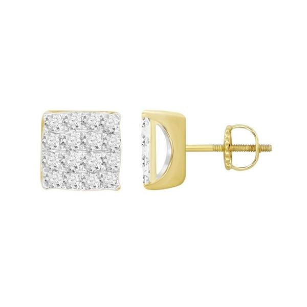 MEN'S EARRINGS 1/2 CT ROUND DIAMOND 10K YELLOW GOLD