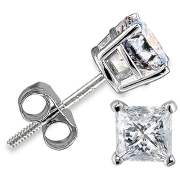 MEN'S STUDS 5/8 CT ROUND DIAMOND 14K WHITE GOLD