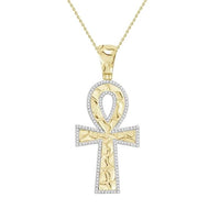 Thumbnail for MEN'S CROSS 1/2 CT ROUND DIAMOND 10K YELLOW GOLD