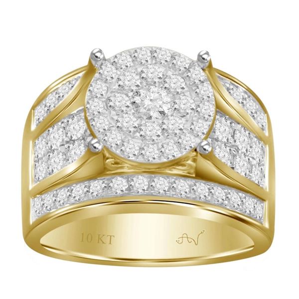 LADIES RING 2 CT ROUND DIAMOND 10K YELLOW GOLD 