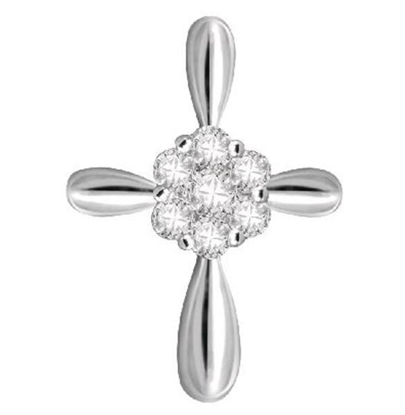 LADIES PENDANT 1/10 CT ROUND DIAMOND 10K WHITE GOLD