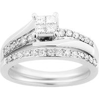 Thumbnail for LADIES BRIDAL RING SET 2 CT ROUND/PRINCESS DIAMOND 14K WHITE GOLD