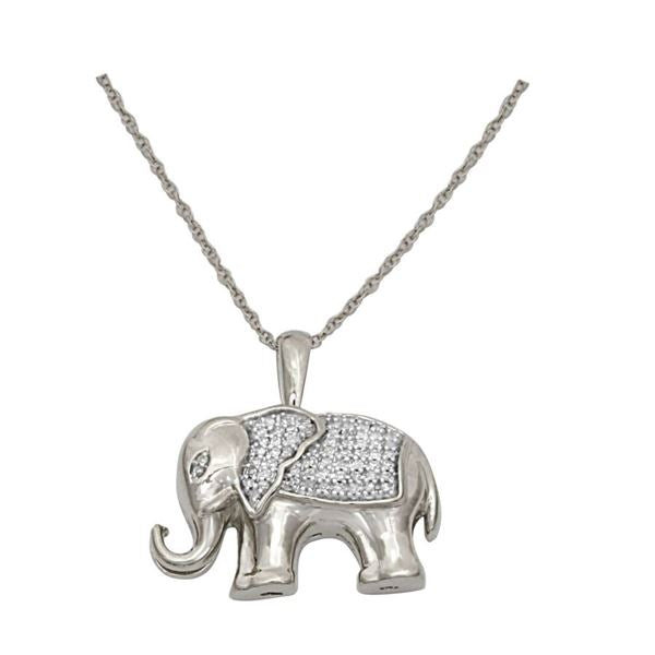 LADIES PENDANT 1/10 CT ROUND DIAMOND SILVER