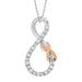 LADIES PENDANT 0.04 CT ROUND DIAMOND SILVER 10K ROSE PLATED