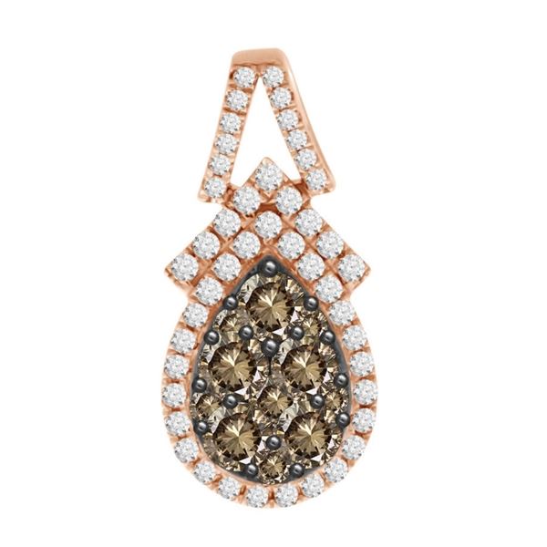 LADIES PENDANT 1 CT WHITE/CHOCOLATE ROUND DIAMOND 10K ROSE GOLD