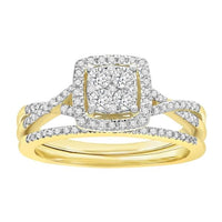 Thumbnail for LADIES BRIDAL RING SET 1/2 CT ROUND DIAMOND 14K YELLOW GOLD