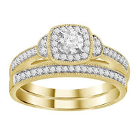 Thumbnail for LADIES BRIDAL RING SET 1/2 CT ROUND DIAMOND 14K YELLOW GOLD