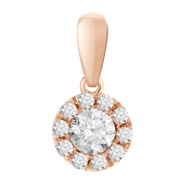 LADIES PENDANT 1/2 CT ROUND DIAMOND 14K ROSE GOLD