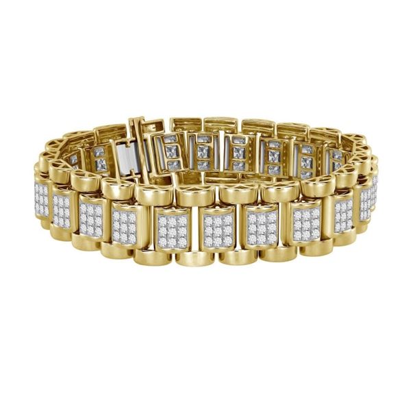 MEN'S BRACELET 2 1/4 CT ROUND DIAMOND 10K YELLOW GOLD