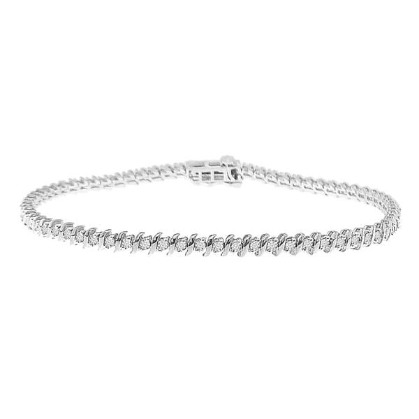 LADIES BRACELET 1 CT ROUND DIAMOND 14K WHITE GOLD